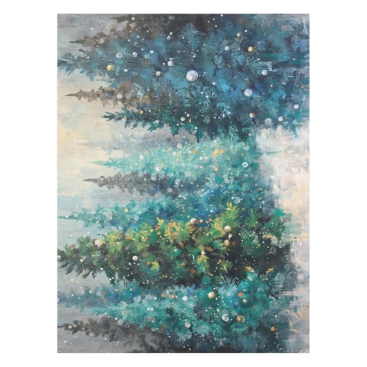 Tablecloth Green Christmas Trees Winter Forest テーブルクロス (正面)