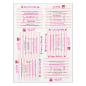 Tablecloth Pink & White Stripe Happy Birthday  テーブルクロス (正面)