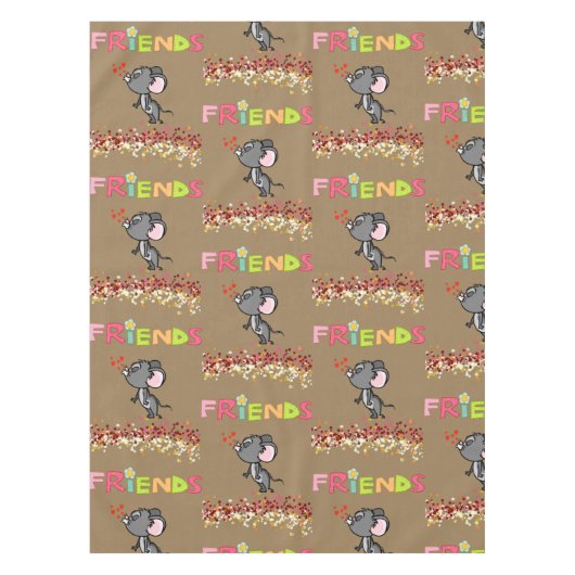 Tablecloth Valentine's Day Friends Mouse テーブルクロス (正面)
