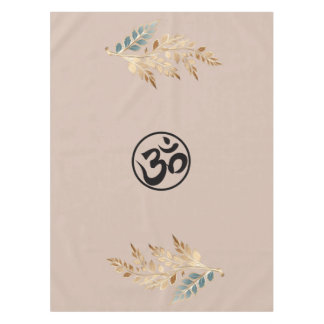 Tablecloth with Beige Background, Golden Branches, テーブルクロス