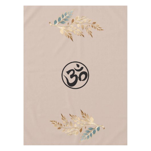 Tablecloth with Beige Background, Golden Branches, テーブルクロス (正面)