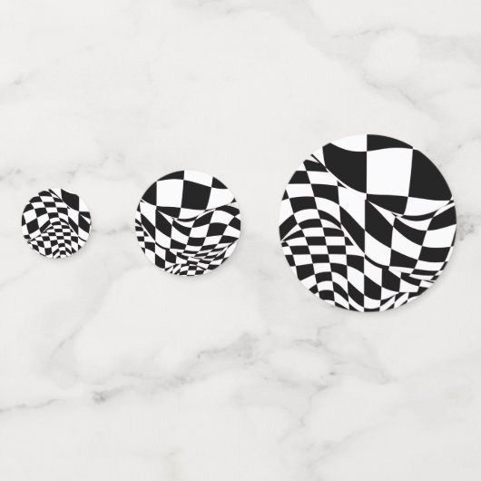 Tablefetti – 修正された赤/黒フ市松模様にラグ コンフェッティ (正面)