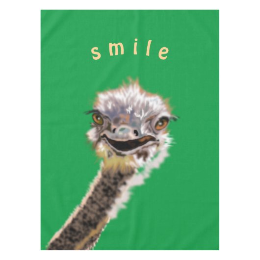 Tablelothおもしろい with Happy Ostrich -スマイル テーブルクロス (正面)