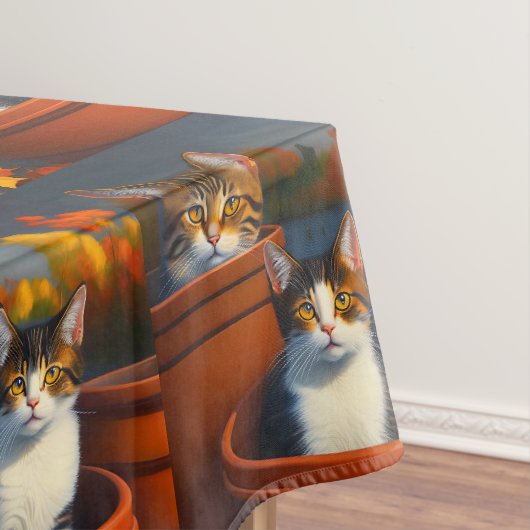 Tableloth植物ポットのTabby Cats テーブルクロス (インサイチュ)