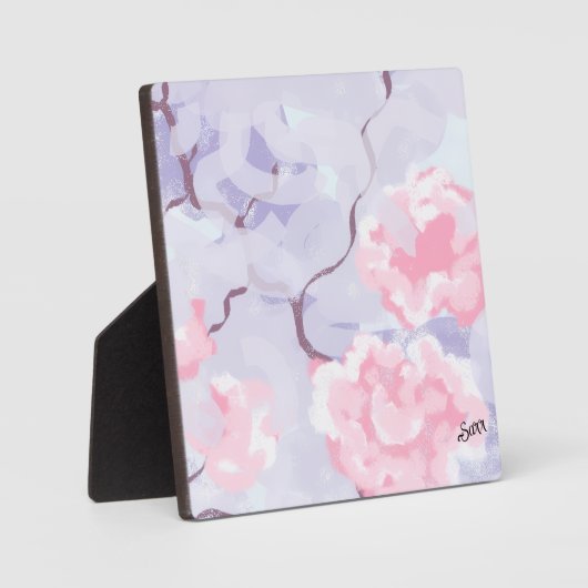 Tabletop Plaque with Easel : Pink Winters Roses フォトプラーク (正面)
