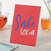 Tabletop Sale Sign、Red Blue、Whiteの50%オフ 台座サイン (インサイチュ)