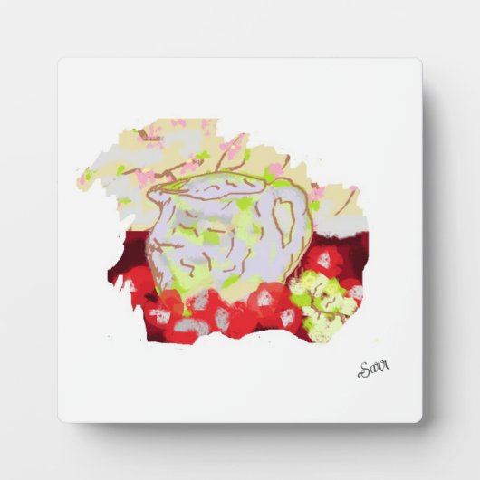 Tabletop W/Canvas : Still Life Pitcher with Fruits フォトプラーク (正面)