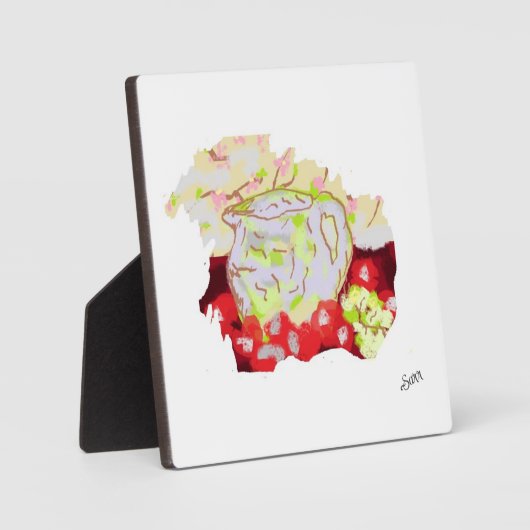 Tabletop W/Canvas : Still Life Pitcher with Fruits フォトプラーク (正面)