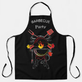 Tablier de cuisine BBQ Noir griil master, grillade エプロン (正面)