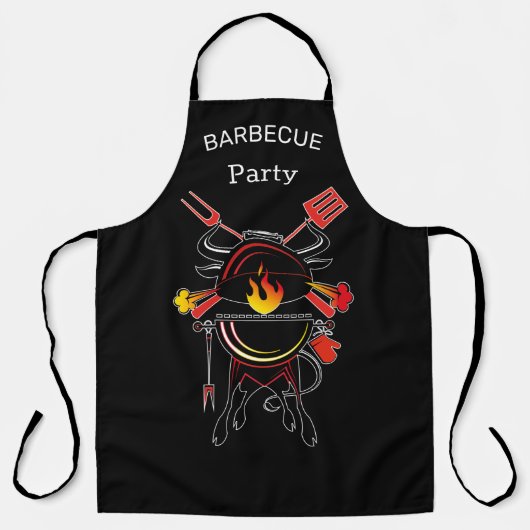 Tablier de cuisine BBQ Noir griil master, grillade エプロン (正面)