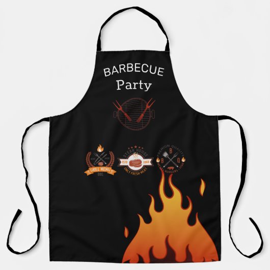 Tablier de cuisine BBQ Noir griil master, grillade エプロン (正面)