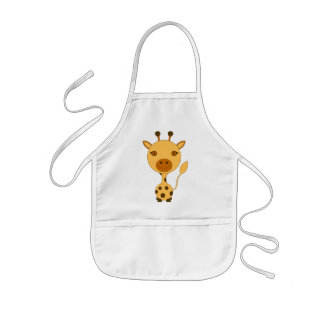 tablier enfant école peinture girafe orange 子供用エプロン