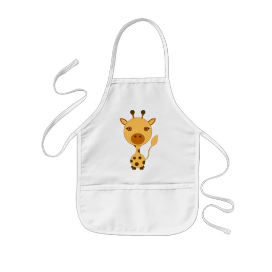 tablier enfant école peinture girafe orange 子供用エプロン (正面)