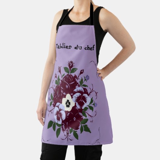 Tablier imprimé intégral Bouquet de Violettes エプロン (インサイチュ)