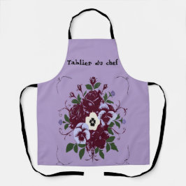 Tablier imprimé intégral Bouquet de Violettes エプロン