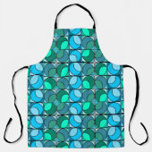 Tablier imprimé seventies bleu エプロン (正面)