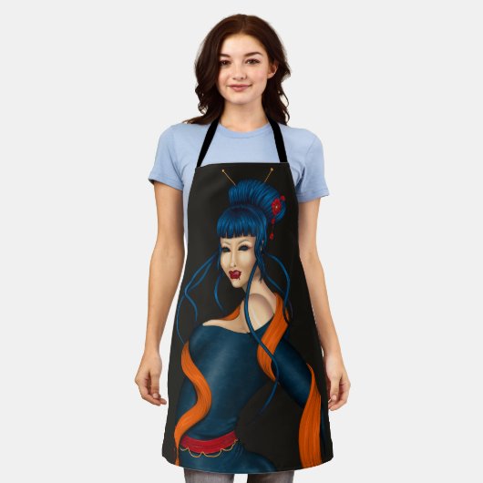 Tablier imprimé sur toute la surface エプロン (着用した状態)