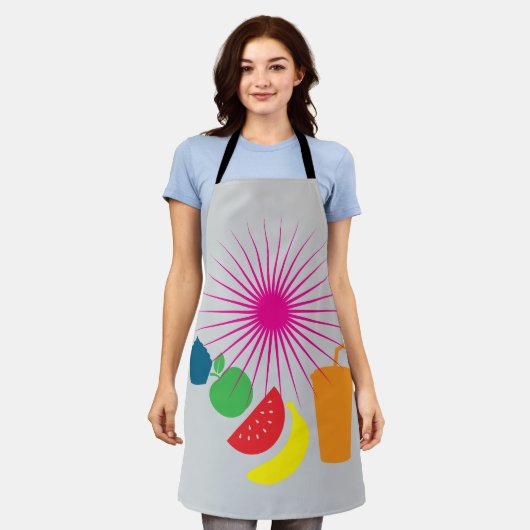 Tablier imprimé sur toute la surface エプロン (着用した状態)