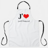 Tablier J'aime (Votre texte ici) エプロン (正面)