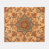 Tabriz carpet style light, warm colors フリースブランケット (正面(横))