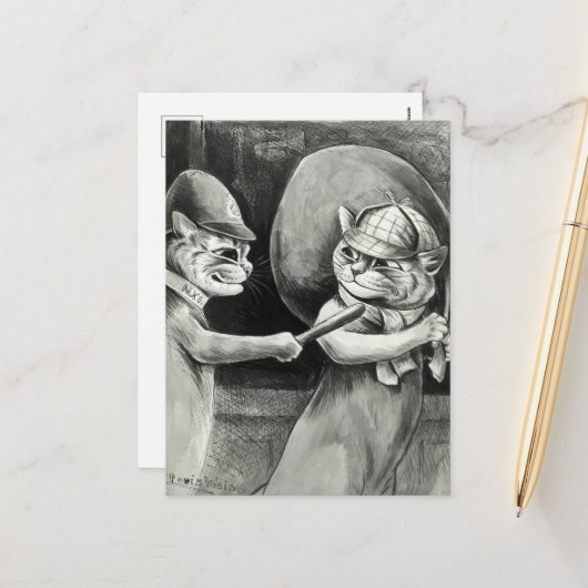 Tabs Pawnbroker by Louis Wain シーズンポストカード (正面/裏面インサイチュ)