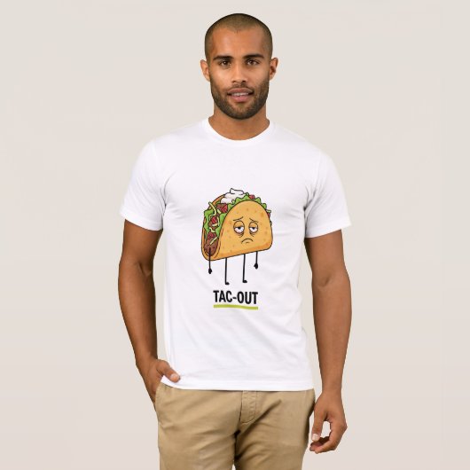 Tac-Out Mood – Funny Exhausted Taco Pun Tシャツ (正面フル)