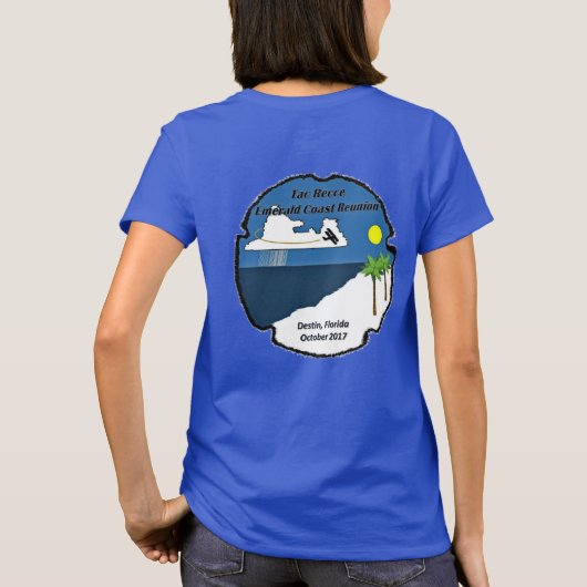 TAC Recceの女性#1 -- ビーチの眺めの背部 Tシャツ (裏面)