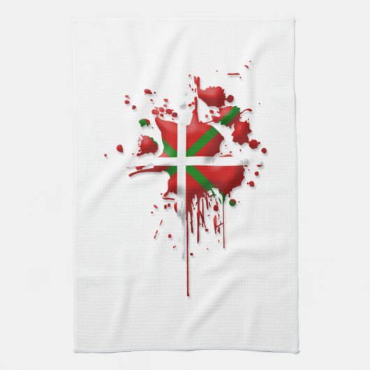 tâche drapeau Basque Euskadi キッチンタオル (縦)
