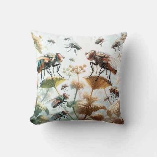 Tachinid Flies in Natural Elegance IREF451 - Water クッション (正面)