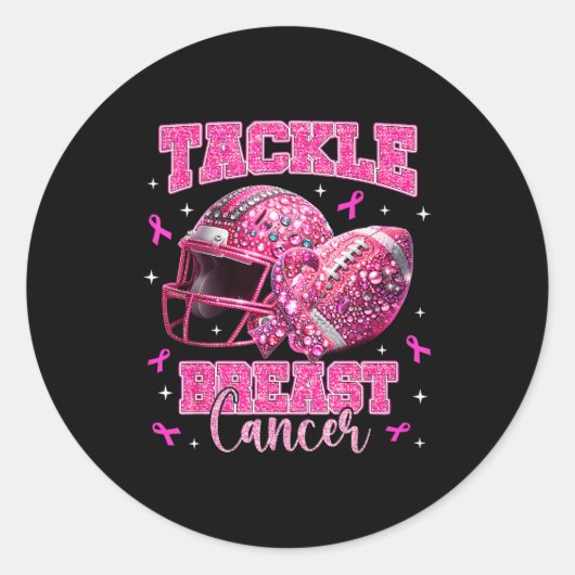 Tackle Breast Cancer Awareness American Football N ラウンドシール (正面)