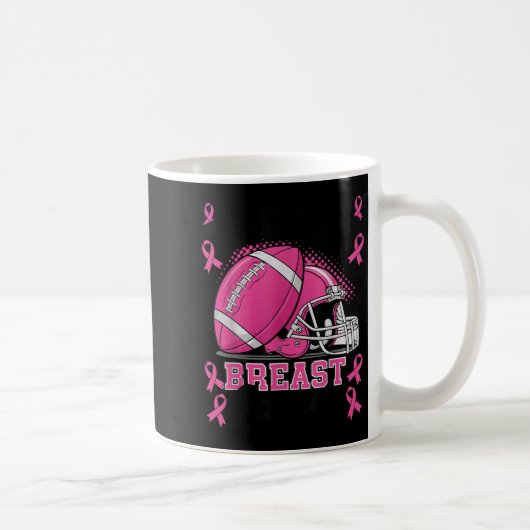 Tackle Breast Cancer Awareness Nk Ribbon Football コーヒーマグカップ (右)