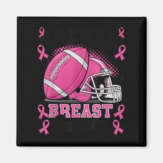 Tackle Breast Cancer Awareness Nk Ribbon Football  マグネット (正面)
