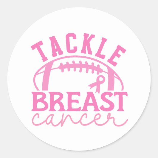 Tackle Breast Cancer Pink Ribbon Awareness ラウンドシール (正面)