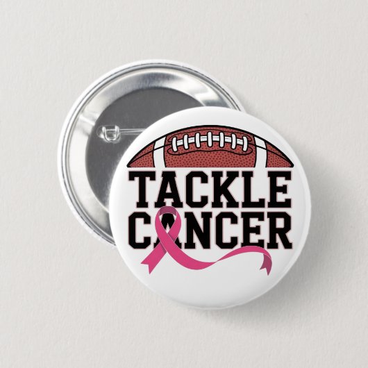 Tackle Cancer Pink Ribbon Design 缶バッジ (正面&裏面)