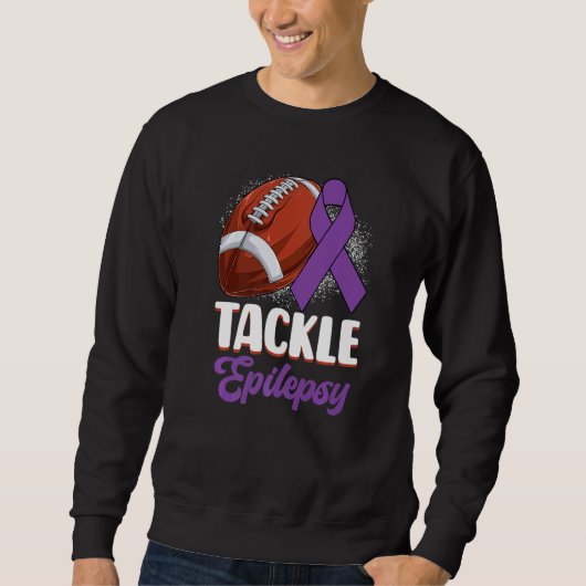 Tackle Epilepsy Awareness Day Warrior Football Pur スウェットシャツ (正面)
