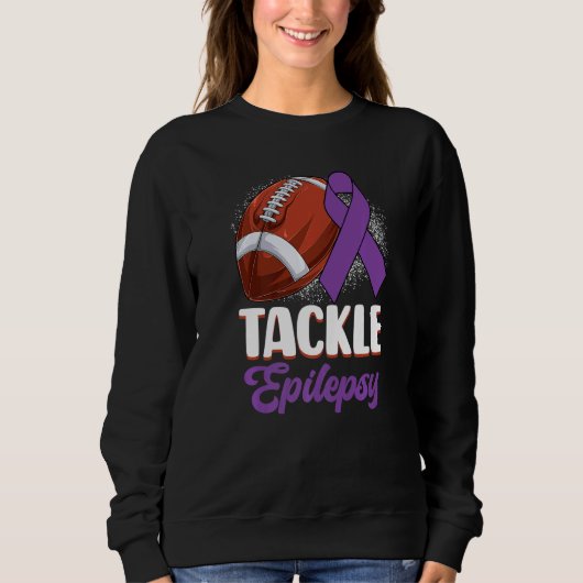 Tackle Epilepsy Awareness Day Warrior Football Pur スウェットシャツ (正面)