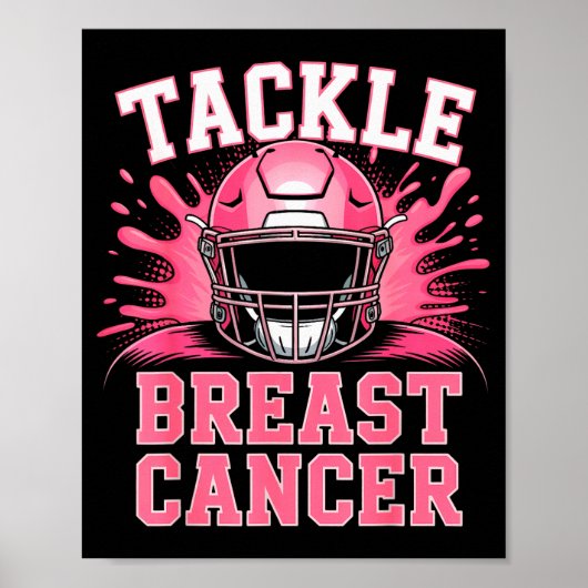 Tackle Football Breast Cancer Awareness Nk Ribbon  ポスター (正面)