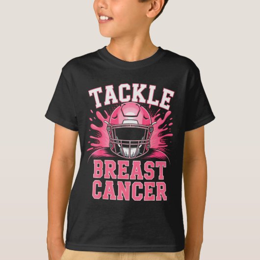 Tackle Football Breast Cancer Awareness Nk Ribbon  Tシャツ (正面)