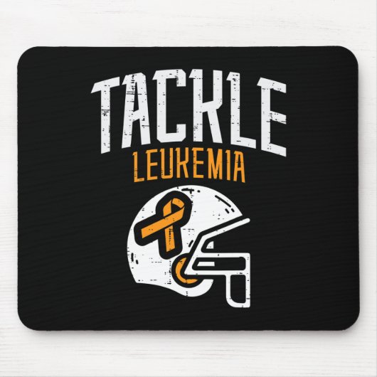 Tackle Leukemia Helmet Orange Ribbon Blood Cancer マウスパッド (正面)