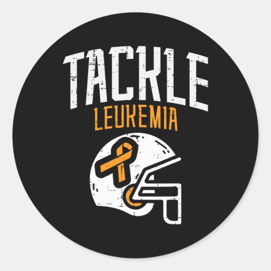 Tackle Leukemia Helmet Orange Ribbon Blood Cancer  ラウンドシール (正面)