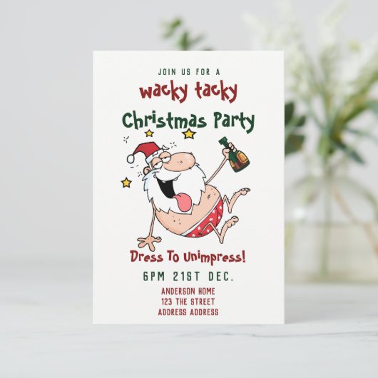 TACKYクリスマスパーティの招待状おもしろいサ飲ータ 招待状 (スタンド正面)