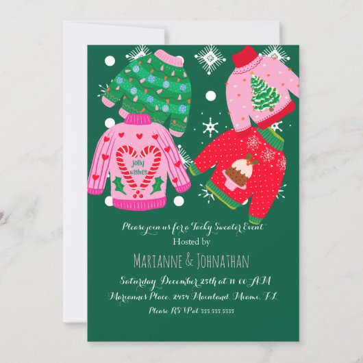 Tacky Sweater Christmas Corporate Office Event B 招待状 (正面)