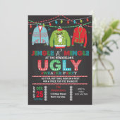 Tacky Ugly Sweater Christmas Party Invitation 招待状 (スタンド正面)