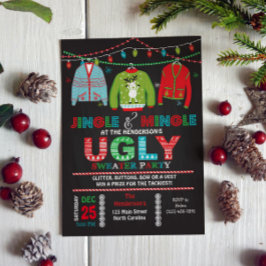 Tacky Ugly Sweater Christmas Party Invitation 招待状
