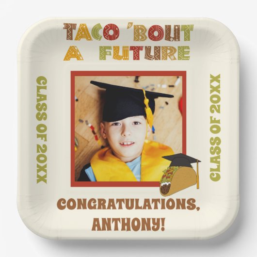 Tacoで未来の写真卒業パーティーへ ペーパープレート (正面)