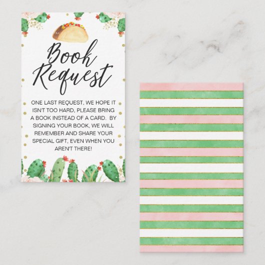 Tacoのベビーの赤ちゃんシャワーブックリクエストの挿入 名刺 (正面/裏面)