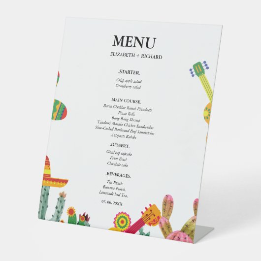 Tacoの恋カップルのシャワーブライダルシャワー 台座サイン (正面)