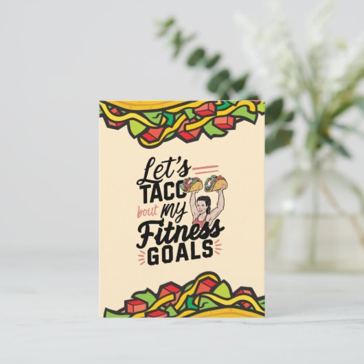 Tacoの私のフィットネスゴールの解決についておもしろい ポストカード (スタンド正面)