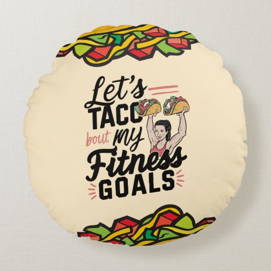 Tacoの私のフィットネスゴールの解決についておもしろい ラウンドクッション (正面)