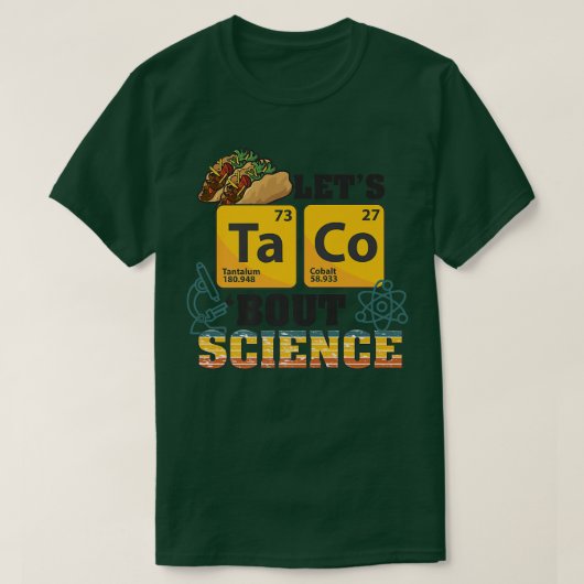 Tacoの科学、フードパン、Cinco deについておもしろいしよう Tシャツ (デザイン正面)